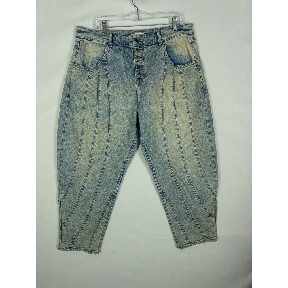 FESTI Balloon Jeans‎ Womens 10R Button Fly Acid Wash Light Blue High Rise